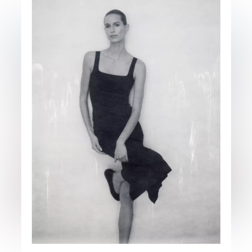 Zara fitted black midi dress